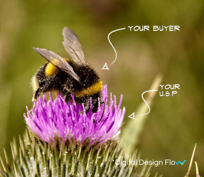 A bee to pollen is like a buyer to your unique selling proposition.