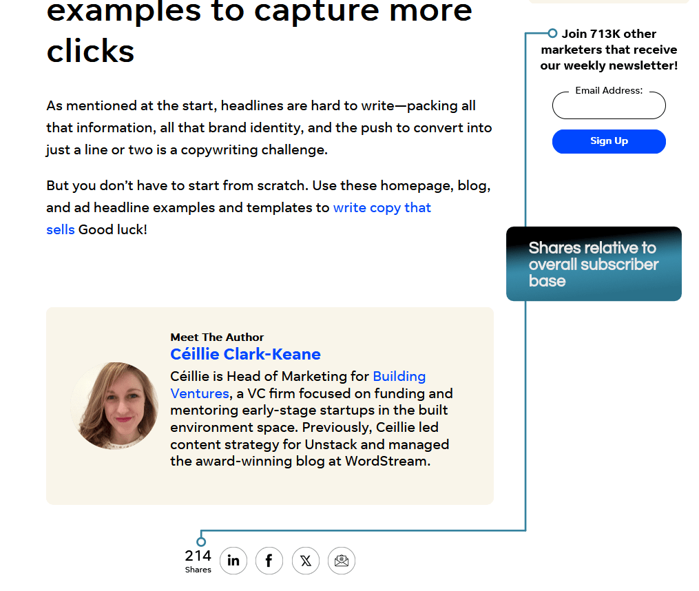 Image comparing newsletter followers to social shares